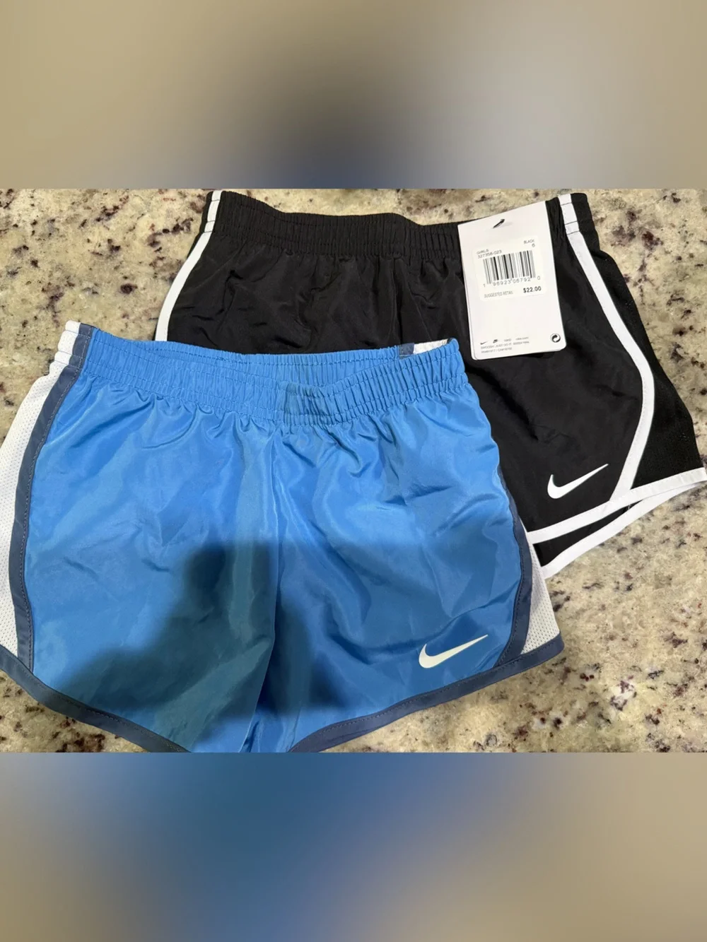 Nike dri fit tempo short bundle of 2 black white trim and blue size 6
